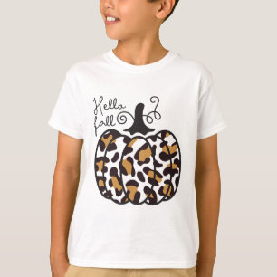 Hello Fall Theme Cheetah Pumpkin Leopard Women T-S T-Shirt