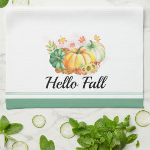 Hello Fall Watercolor Pumpkins Erntedank Geschirrtuch
