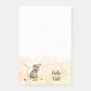Hello Fall Woodland Mouse Post-it Klebezettel
