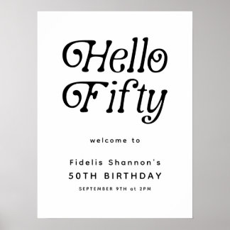Hello Fifty Retro | Affiche de bienvenue du 50e an