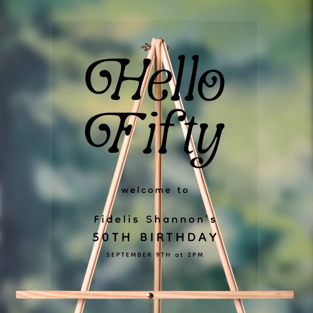 Hello Fifty Retro | Affiche de bienvenue du 50e an (Neutre)