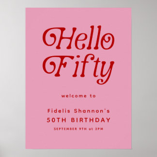 Hello Fifty Retro | Affiche de bienvenue du 50e an