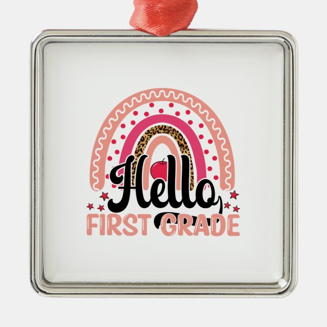 Hello First Grade Ornament Aus Metall (Vorne)
