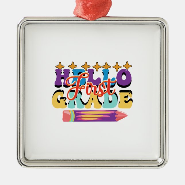 Hello First Grade Ornament Aus Metall (Vorne)