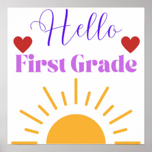 "Hello First Grade" Sunshine Classroom Poster