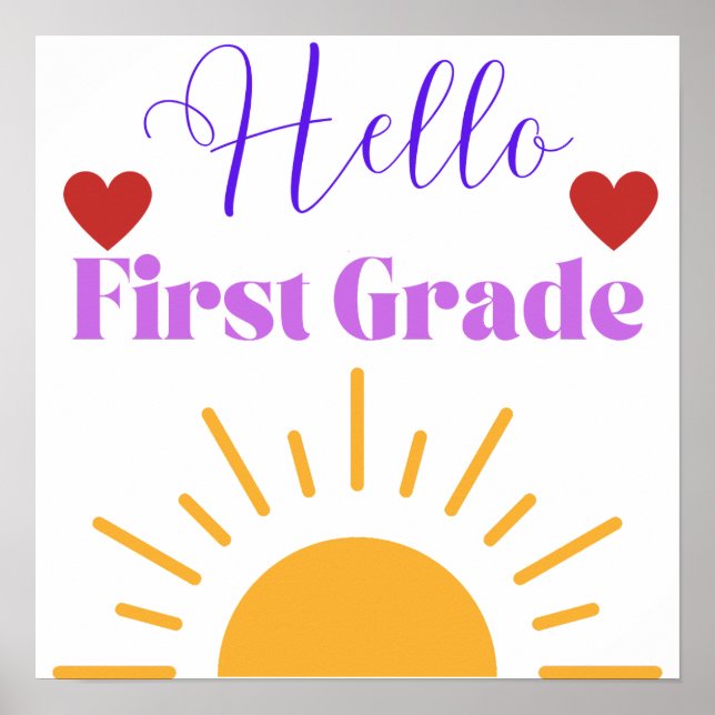 "Hello First Grade" Sunshine Classroom Poster (Vorne)