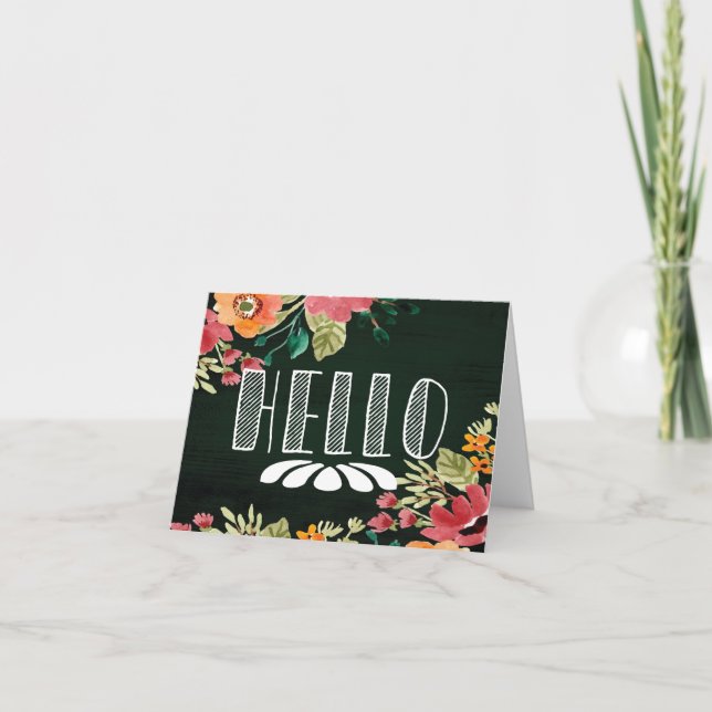 Hello Floral Greeting Card Einladung (Vorderseite)
