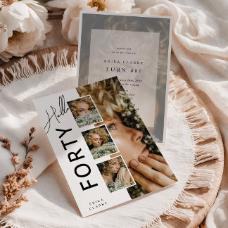 Hello FORTY' Modern Photo Collage 40th Birthday Einladung