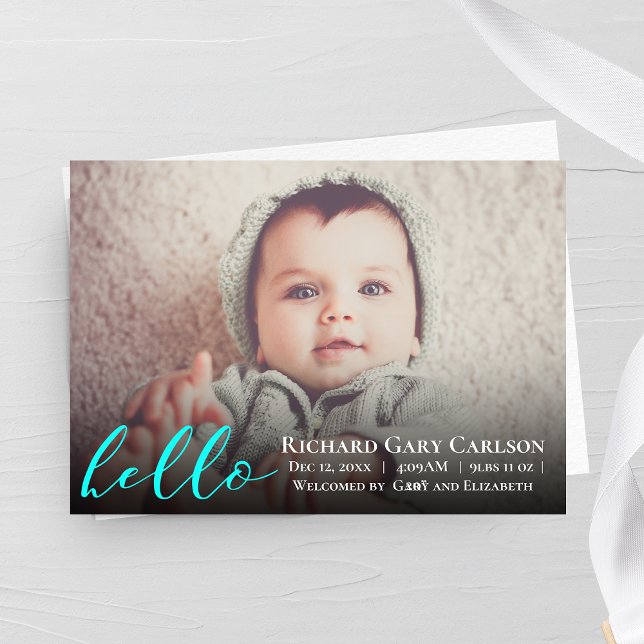 Hello Foto Baby Geburtserklärung Einladung (Von Creator hochgeladen)