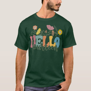 Hello Fourteen Flower I Am 14 Year Old Happy Birth T-Shirt