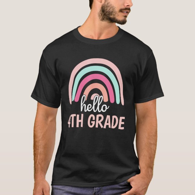 Hello Fourth Grade Back To School 4th Grade Teache T-Shirt (Vorderseite)