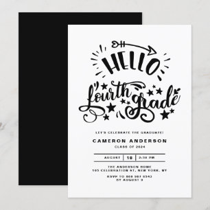 Hello Fourth Grade Black Third Grade Abschluss Einladung