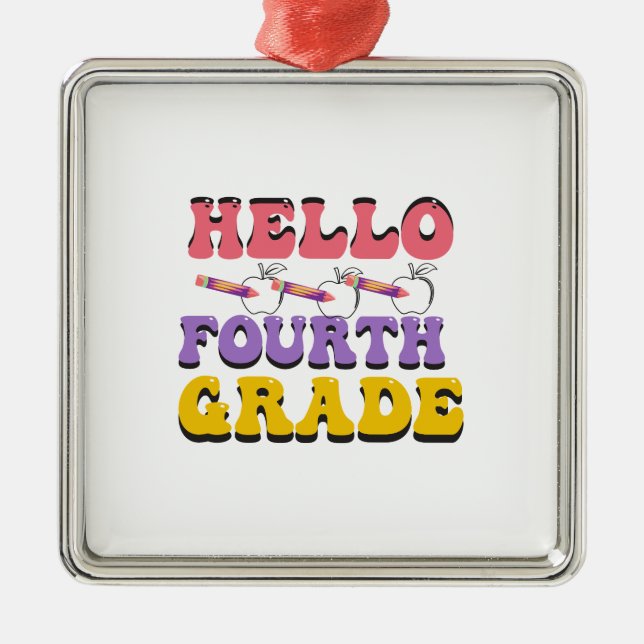 Hello Fourth Grade Ornament Aus Metall (Vorne)
