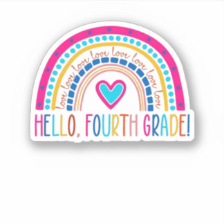 Hello Fourth grade Shirt Teach Liebe Inspirier Bac Aufkleber