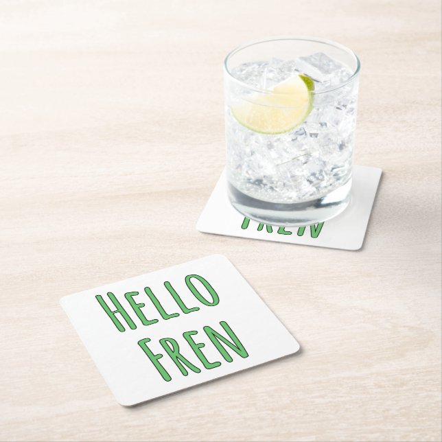Hello Fren Rechteckiger Pappuntersetzer (Vor Ort)