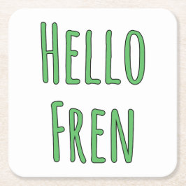 Hello Fren Rechteckiger Pappuntersetzer