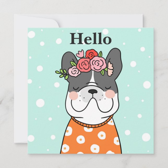 Hello French Bulldog Grußkarte Karte (Vorderseite)