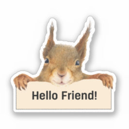 Hello Friend Funny Squirrel Cutout Aufkleber