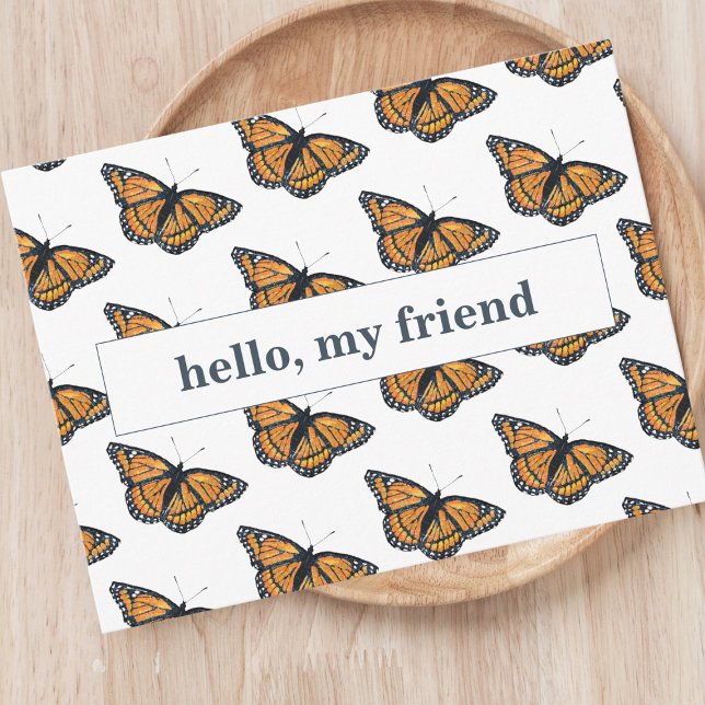 Hello Friend Monarch Butterfly Blank Postkarte (Von Creator hochgeladen)