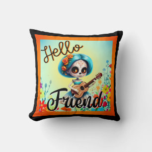 Hello Friend Sugar Skull Kissen