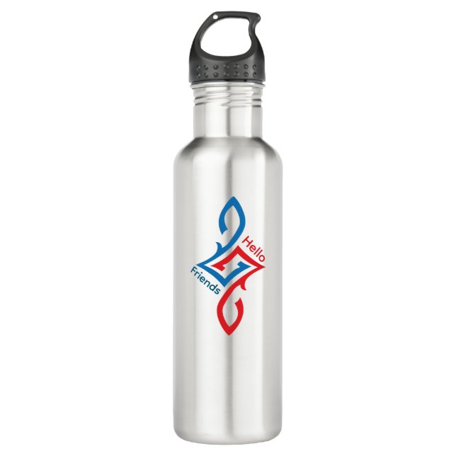 Hello Friends Simple Happy Greeting Design Edelstahlflasche (Vorderseite)