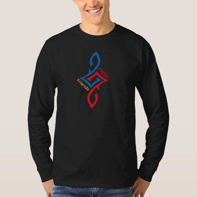 Hello Friends Simple Happy Greeting Design T-Shirt (Vorderseite)