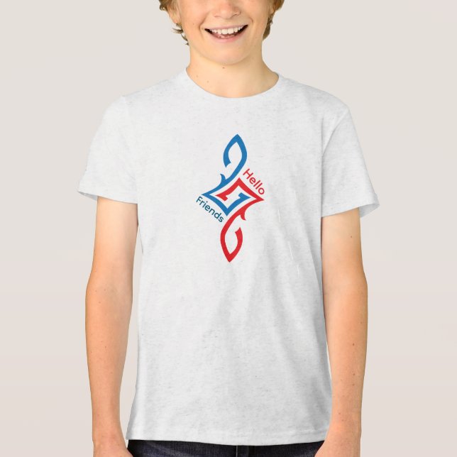 Hello Friends Simple Happy Greeting Design Tri-Blend Shirt (Vorderseite)