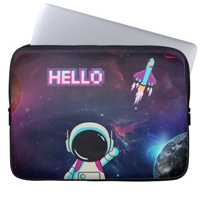 "Hello from Space" Laptopschutzhülle (Vorderseite)
