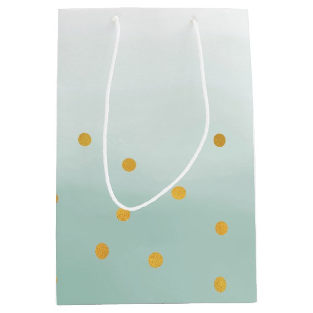 Hello Gold Mint Confetti Ombre Mittlere Geschenktüte (Vorderseite)