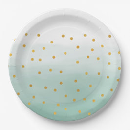 Hello Gold Mint Confetti Ombre Pappteller