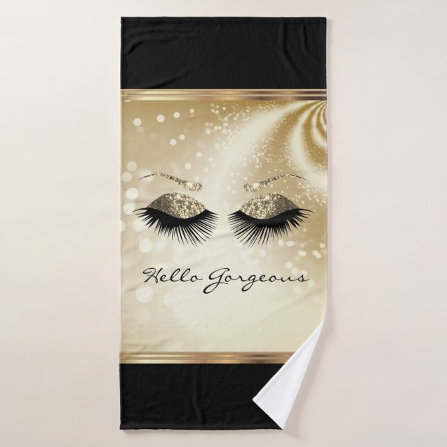 Hello Gorgeous - Beaux cils - Or (Serviette de bain)