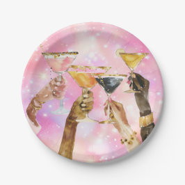 Hello Gorgeous Galentine's Day Glitter Pink Pappteller