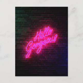 Hello Gorgeous - Neon SIgn Postkarte