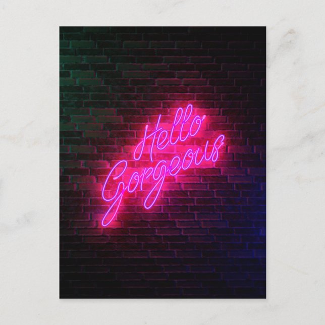 Hello Gorgeous - Neon SIgn Postkarte (Vorderseite)