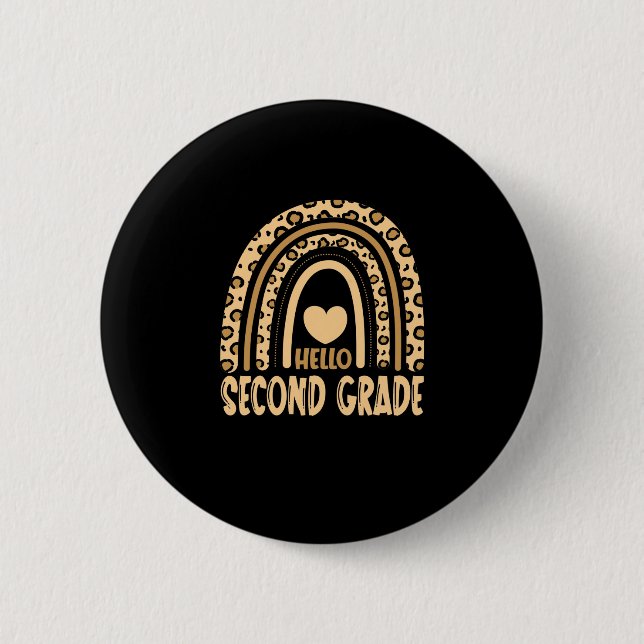 Hello Grade-Leopard Rainbow-Back to School Button (Vorderseite)