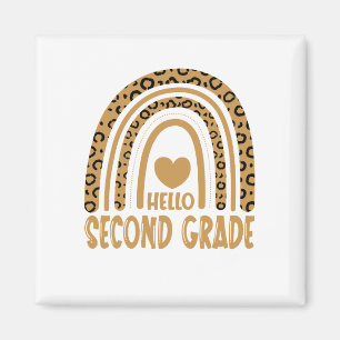 Hello Grade-Leopard Rainbow-Back to School Magnet