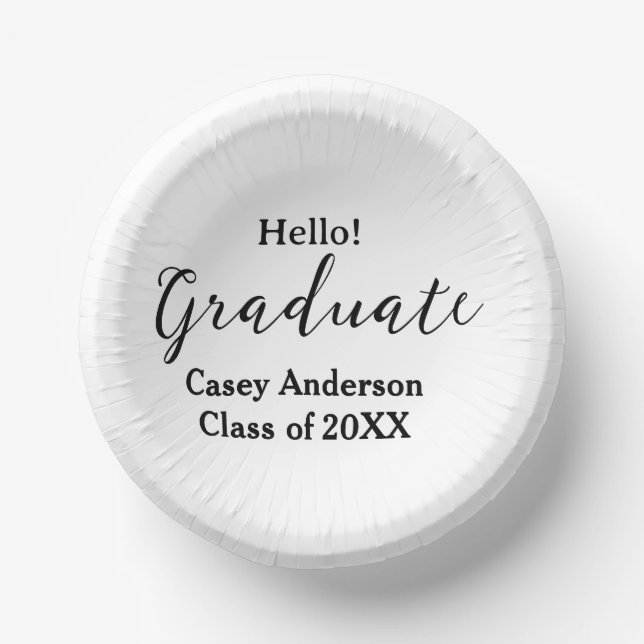 Hello graduate class of 20XX name congrats stylish Pappteller (Vorderseite)