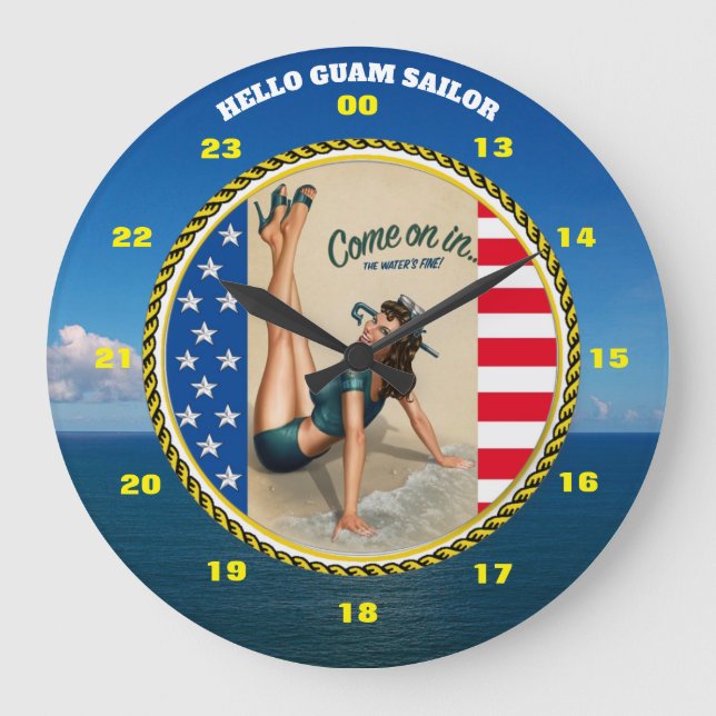 HELLO GUAM SAILOR GROßE WANDUHR (Vorderseite)