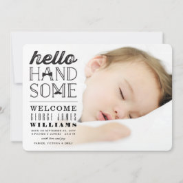Hello Handsome Baby Boy Foto Birth Ankündigung