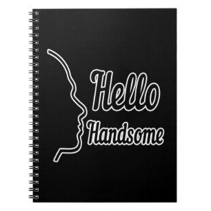 Hello Handsome Profile Face Zeichne Typografie Notizblock