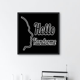 Hello Handsome Profile Face Zeichne Typografie Poster