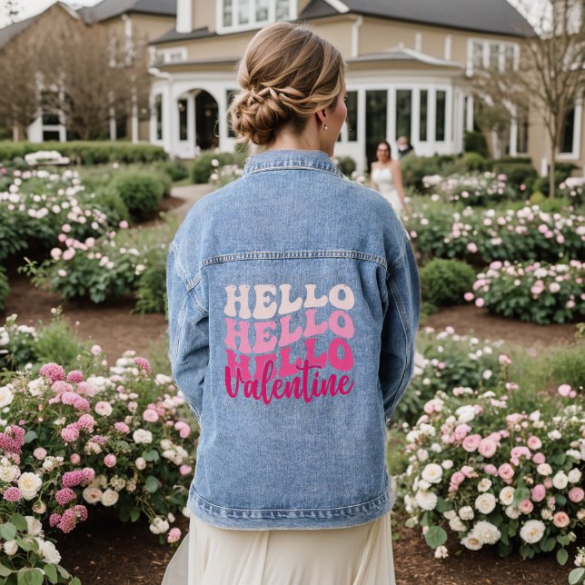 HELLO HELLO VALENTINE HAPPY VALENTINES DAY JEANSJACKE (Hochzeit Rückseite)