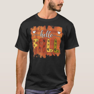 Hello Herbst Vibes Niedlich Herbst Karierte Blätte T-Shirt
