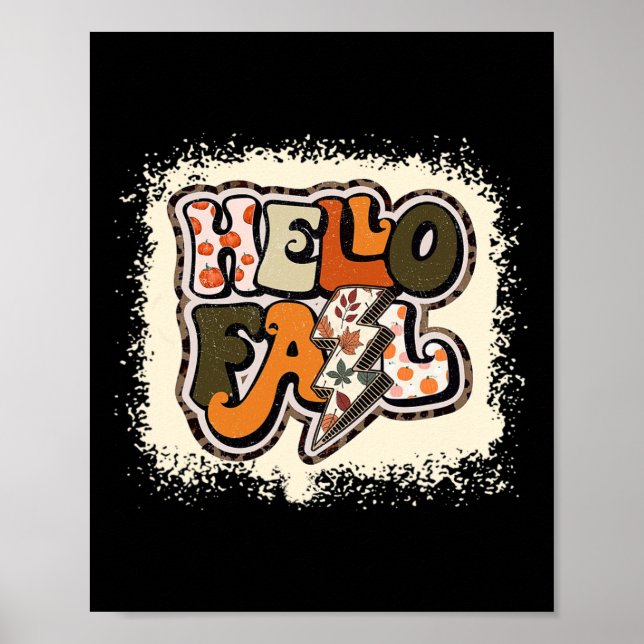Hello Herbst Vibes Retro Groovy Poster (Vorne)
