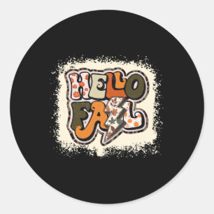 Hello Herbst Vibes Retro Groovy Runder Aufkleber