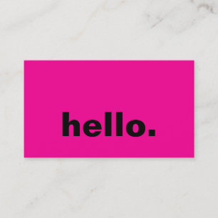 Hello Hot Pink Black Typografy Custom Stylish Visitenkarte