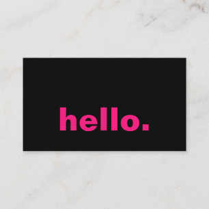 Hello Hot Pink Fuchsia Black Typografy Custom Visitenkarte