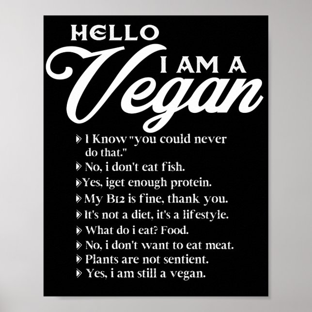 Hello I Am A Vegan 9 Things About Vegan Poster (Vorne)