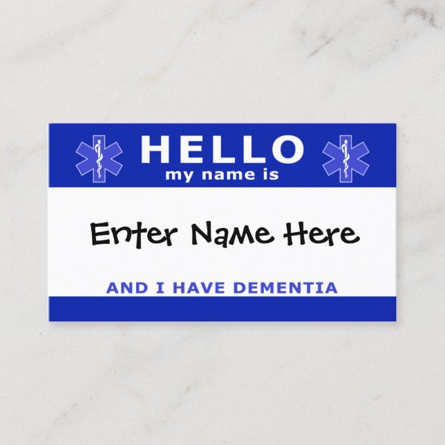 HELLO I haben Demenzidentifizierung Visitenkarte (Vorderseite)