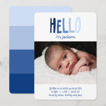 HELLO Ich bin Baby Name Foto Blue Palette Neugebor